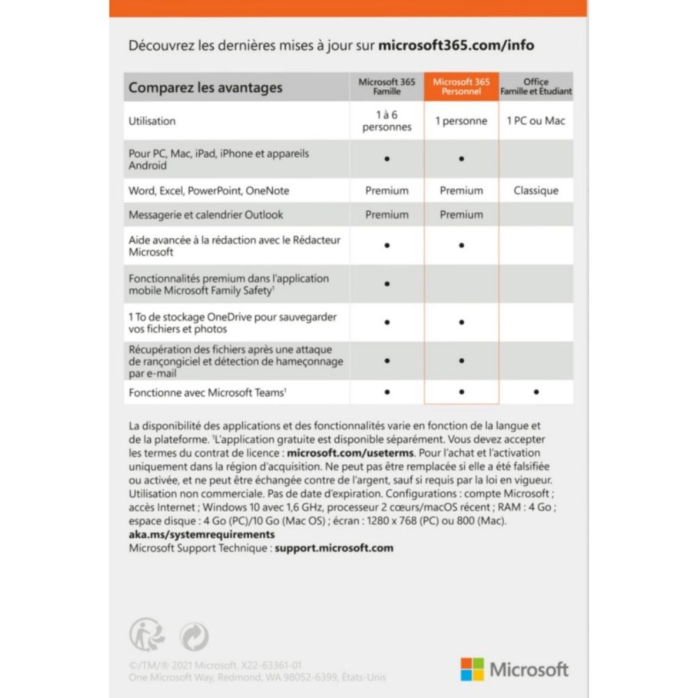 Microsoft Office personnel 365 (Réunion)