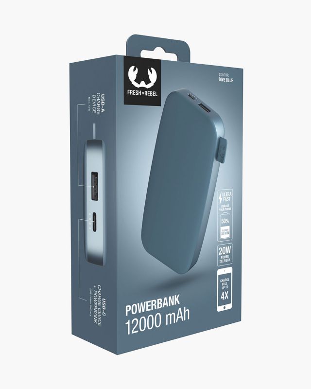 FRESH N REBEL - Powerbank 12000 mAh USB-C - Ultra Fast Charging & 20W