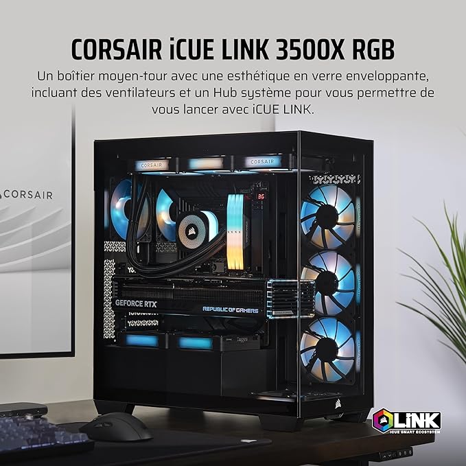 iCUE LINK 3500X RGB Noir - MT/Sans Alim/E-ATX