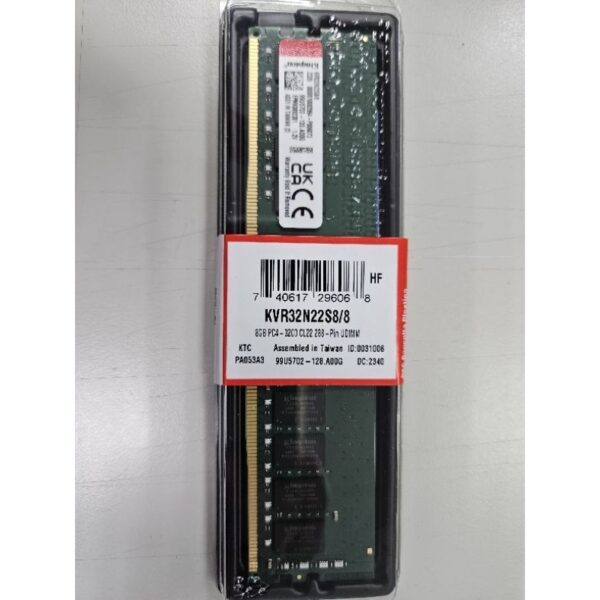 8GB 3200MHz DDR4 KVR32N22S8/8