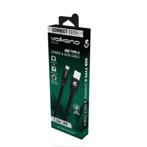 VOLKANO VK-20085 SLIM SERIES CABLE USB VERS USB-C PLAT 1.2m NOIR